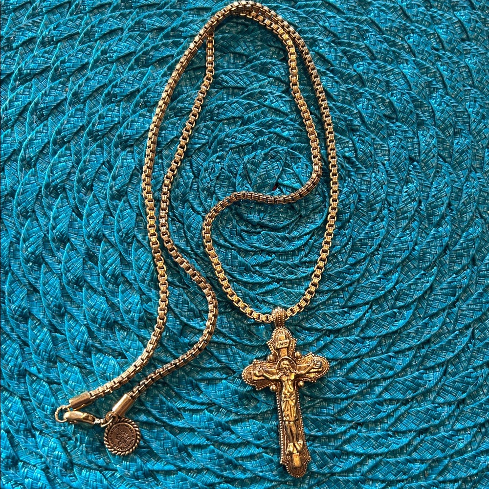 The Vatican library collection, Gold plated Cross Pendant Necklace